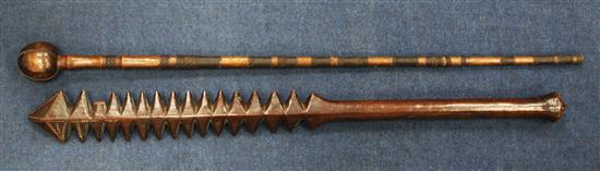 A Samoan talavalu club & knobkerrie